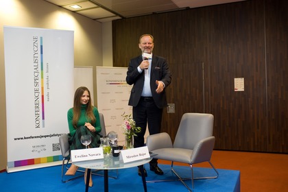 Ewelina Nawara, dyrektor Media-Pro Polskie Media Profesjonalne i Mirosław Bajor, dyrektor programowy cyklu KONFERNCJE SPECJALISTYCZNE nauka-praktyka-biznes